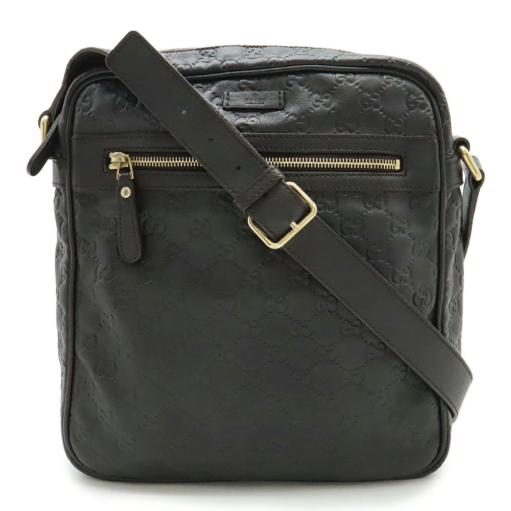 Gucci Guccissima Crossbody Bag Leather Dark Brown